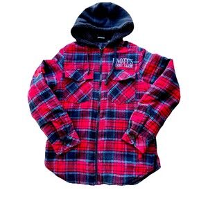 Burnside Quilted Flannel Full-Zip Hooded Jacket Red Small KNOTES MERRY FARM